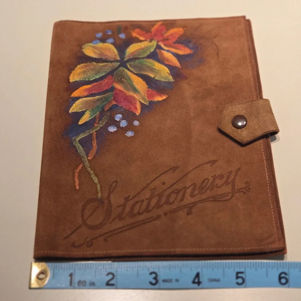 Vintage‎ Suede Stationery Folio Buffalo Bill Lookout Mt Colorado Artwork